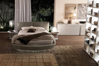 Presotto后現代時尚灰色布藝大床系列