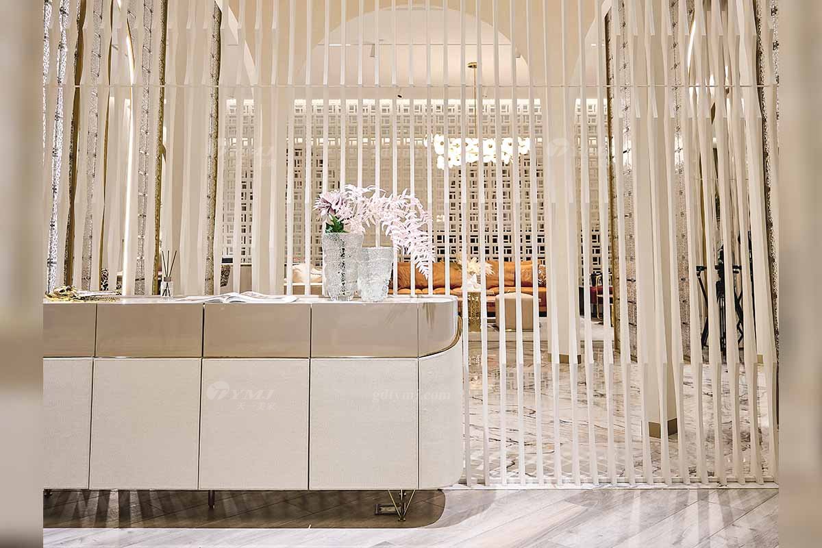 意式輕奢家具高端別墅會所豪宅家用時尚奢華天然大理石米色餐邊柜123D7餐邊柜2